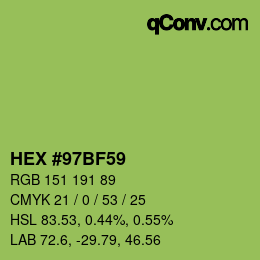 Color code: HEX #97BF59 | qconv.com