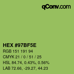 Color code: HEX #97BF5E | qconv.com