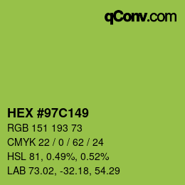 カラーコード: HEX #97C149 | qconv.com