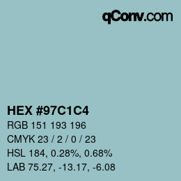 颜色代码: HEX #97C1C4 | qconv.com