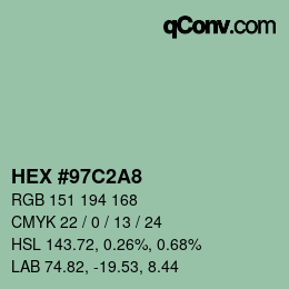 カラーコード: HEX #97C2A8 | qconv.com