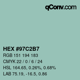 カラーコード: HEX #97C2B7 | qconv.com