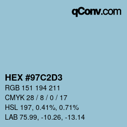 颜色代码: HEX #97C2D3 | qconv.com