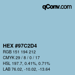 カラーコード: HEX #97C2D4 | qconv.com