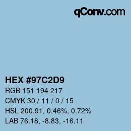颜色代码: HEX #97C2D9 | qconv.com