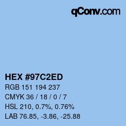 颜色代码: HEX #97C2ED | qconv.com