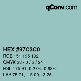 Color code: HEX #97C3C0 | qconv.com