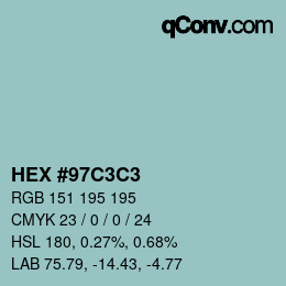 Farbcode: HEX #97C3C3 | qconv.com
