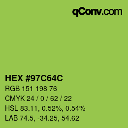 Color code: HEX #97C64C | qconv.com