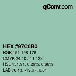 カラーコード: HEX #97C6B0 | qconv.com