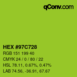 Color code: HEX #97C728 | qconv.com