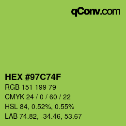 Color code: HEX #97C74F | qconv.com