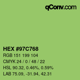 Color code: HEX #97C768 | qconv.com