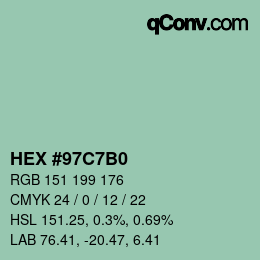 カラーコード: HEX #97C7B0 | qconv.com