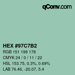 颜色代码: HEX #97C7B2 | qconv.com