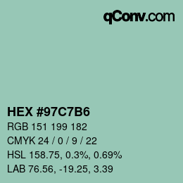 カラーコード: HEX #97C7B6 | qconv.com