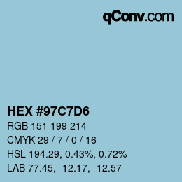 カラーコード: HEX #97C7D6 | qconv.com