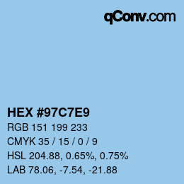 カラーコード: HEX #97C7E9 | qconv.com