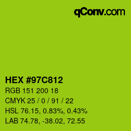 Color code: HEX #97C812 | qconv.com