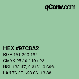 カラーコード: HEX #97C8A2 | qconv.com