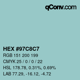 Color code: HEX #97C8C7 | qconv.com