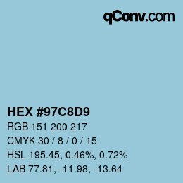 颜色代码: HEX #97C8D9 | qconv.com