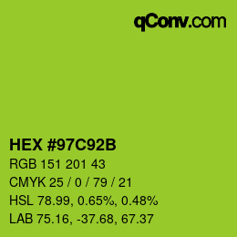 Color code: HEX #97C92B | qconv.com