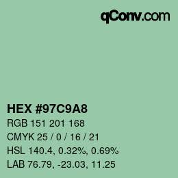 カラーコード: HEX #97C9A8 | qconv.com