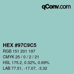 Color code: HEX #97C9C5 | qconv.com