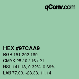 カラーコード: HEX #97CAA9 | qconv.com
