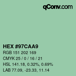 カラーコード: HEX #97CAA9 | qconv.com