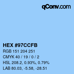 カラーコード: HEX #97CCFB | qconv.com