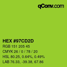 颜色代码: HEX #97CD2D | qconv.com