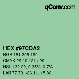 Color code: HEX #97CDA2 | qconv.com