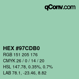Color code: HEX #97CDB0 | qconv.com