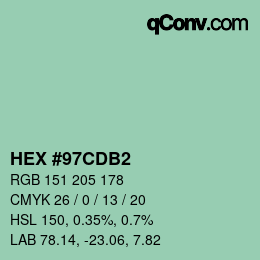 Color code: HEX #97CDB2 | qconv.com