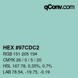 Color code: HEX #97CDC2 | qconv.com