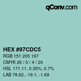 Color code: HEX #97CDC5 | qconv.com