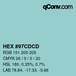 Color code: HEX #97CDCD | qconv.com