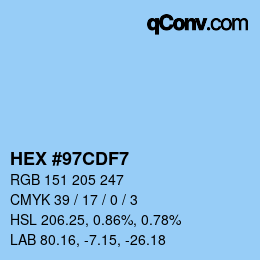 颜色代码: HEX #97CDF7 | qconv.com