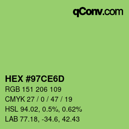 Farbcode: HEX #97CE6D | qconv.com