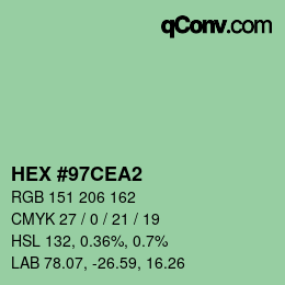 颜色代码: HEX #97CEA2 | qconv.com