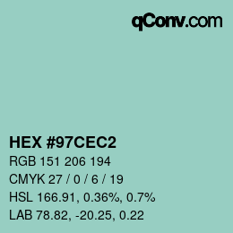 Color code: HEX #97CEC2 | qconv.com