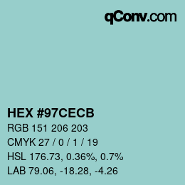 Color code: HEX #97CECB | qconv.com
