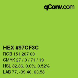 Color code: HEX #97CF3C | qconv.com