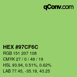 Color code: HEX #97CF6C | qconv.com