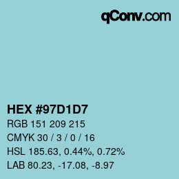 カラーコード: HEX #97D1D7 | qconv.com
