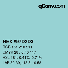 カラーコード: HEX #97D2D3 | qconv.com
