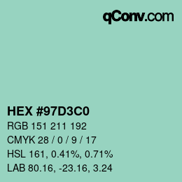Color code: HEX #97D3C0 | qconv.com