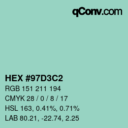 Color code: HEX #97D3C2 | qconv.com